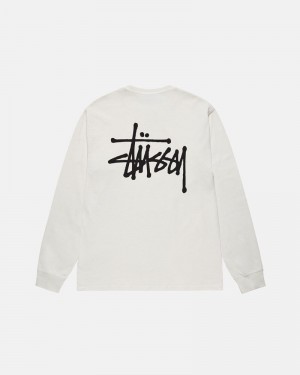 Beige Stüssy Basic LS Pigment Dyed T-Shirt | UAE XAY480319