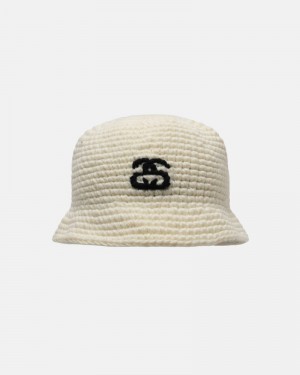 Beige Stüssy Bucket SS Link Knit Hat | UAE MFU749816