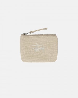 Beige Stüssy Canvas Coin Pouch Wallet | UAE WKZ976123