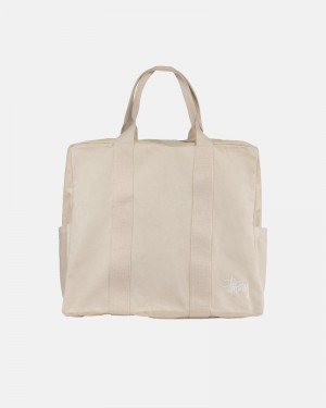 Beige Stüssy Canvas Flight Tote Bags | UAE IEZ507349