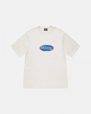 Beige Stüssy Emblem Pigment Dyed T-Shirt | UAE PQX390465