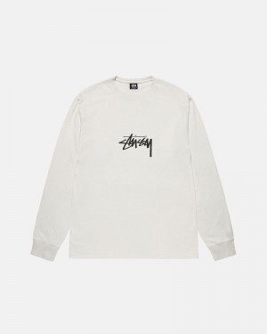 Beige Stüssy Small Stock LS Pigment Dyed T-Shirt | UAE XQO809267