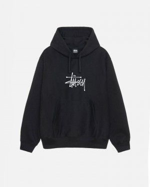 Black Stüssy Basic Applique Hoodie | UAE ZPT351246