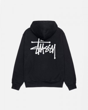 Black Stüssy Basic Pigment Dyed Hoodie | UAE DUT297405