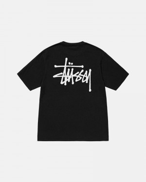 Black Stüssy Basic Pigment Dyed T-Shirt | UAE VIN539046