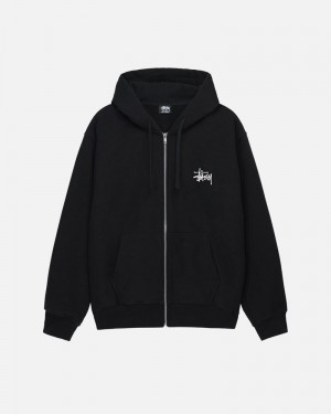 Black Stüssy Basic Zip Hoodie | UAE GUK014936