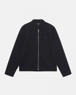 Black Stüssy Big Thermal Zip Shirts | UAE AUY648901