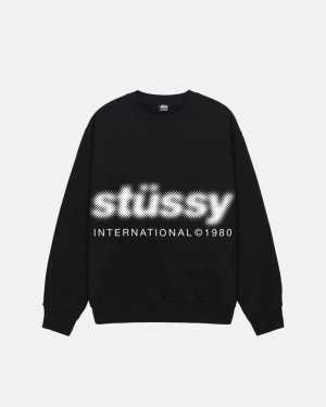 Black Stüssy Blur Crew Sweatshirt | UAE IZM950746