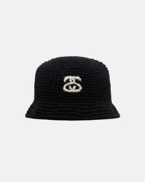 Black Stüssy Bucket SS Link Knit Hat | UAE XGD652439