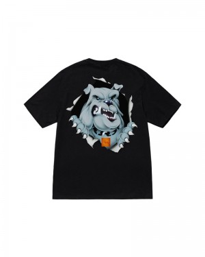 Black Stüssy Bulldog Ripper T-Shirt | UAE SER754208