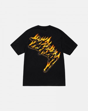 Black Stüssy Burning Stock T-Shirt | UAE ECF089617