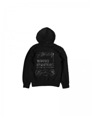 Black Stüssy CDG Market X Hoodie | UAE REJ345170