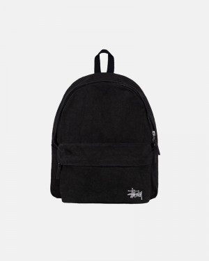 Black Stüssy Canvas Backpack | UAE PQE682135