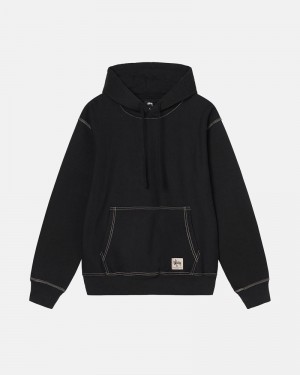 Black Stüssy Contrast Stitch Label Hoodie | UAE VFJ253176