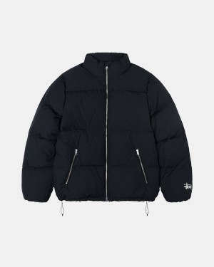 Black Stüssy Down Puffer Nylon Jacket | UAE BMZ975420