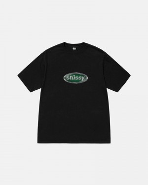 Black Stüssy Emblem Pigment Dyed T-Shirt | UAE JQT764980