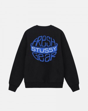 Black Stüssy Fresh Gear Crew Sweatshirt | UAE TMY851620