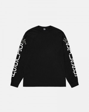 Black Stüssy Jumbo LS Pigment Dyed T-Shirt | UAE MYR810423