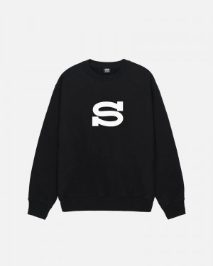 Black Stüssy Letterman Crew Sweatshirt | UAE BKH872149