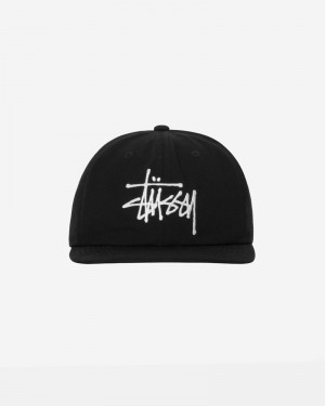 Black Stüssy Mid-Depth Basic Strapback Cap | UAE SMY295341