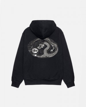 Black Stüssy Mosaic Dragon Pigment Dyed Hoodie | UAE UKW517928