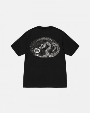 Black Stüssy Mosaic Dragon Pigment Dyed T-Shirt | UAE EHP401637