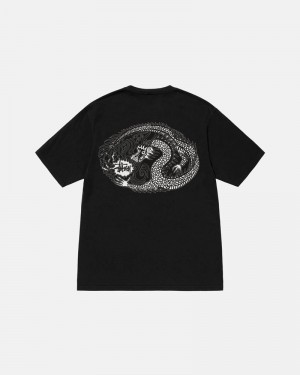 Black Stüssy Mosaic Dragon Pigment Dyed T-Shirt | UAE TEN453960