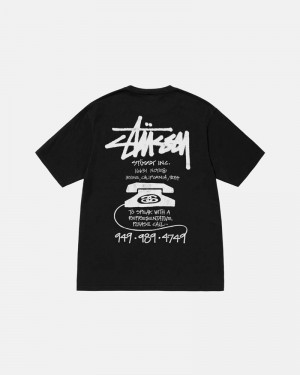 Black Stüssy Old Phone Pigment Dyed T-Shirt | UAE UBY271480