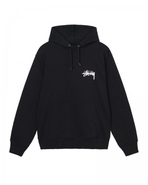 Black Stüssy Overdyed Smooth Stock Logo Hoodie | UAE GNK295437