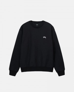 Black Stüssy Overdyed Stock Logo Crew Sweatshirt | UAE DXN769230