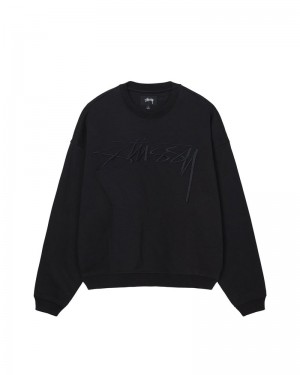 Black Stüssy Relaxed Smoothstock Crew Sweatshirt | UAE ENQ503167