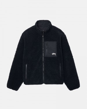 Black Stüssy Sherpa Reversible Jacket | UAE SVC592674