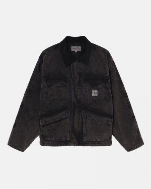 Black Stüssy Shop Washed Canvas Jacket | UAE LCW631485