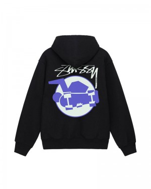 Black Stüssy Skateman Hoodie | UAE IDW720386