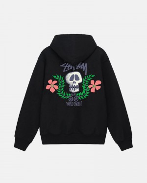 Black Stüssy Skull Crest Hoodie | UAE IHO360495