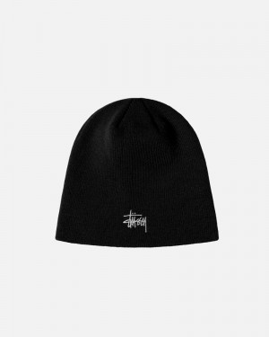 Black Stüssy Skullcap Basic Beanie | UAE HQM536842