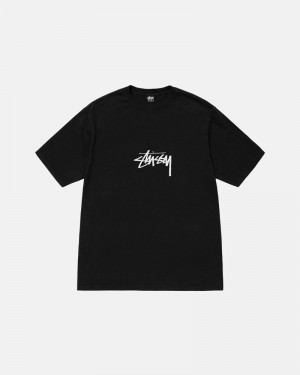 Black Stüssy Small Stock Pigment Dyed T-Shirt | UAE DRB248507