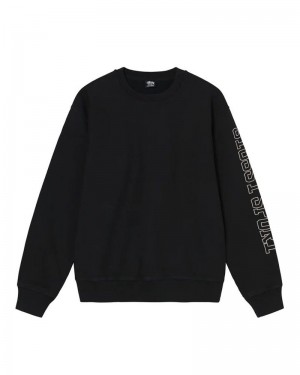 Black Stüssy Sport Applique Crew Sweatshirt | UAE NGH607354