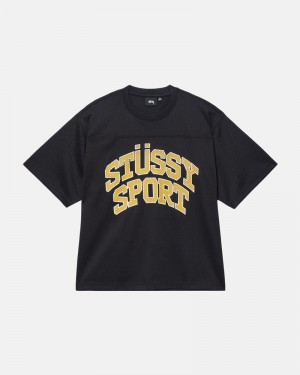 Black Stüssy Sport Mesh Football Jersey T-Shirt | UAE KWN652873