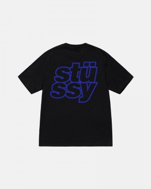 Black Stüssy Stacked T-Shirt | UAE YND794103