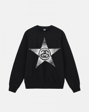 Black Stüssy Stars Crew Sweatshirt | UAE JQR715260