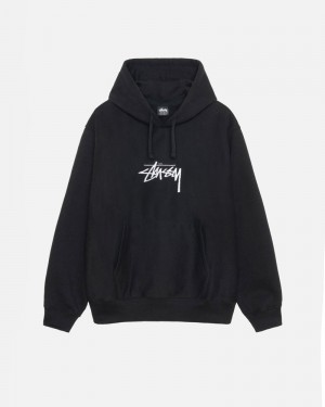 Black Stüssy Stock Logo Applique Hoodie | UAE SHL593612