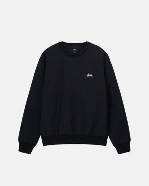 Black Stüssy Stock Logo Crew Sweatshirt | UAE AIX837049