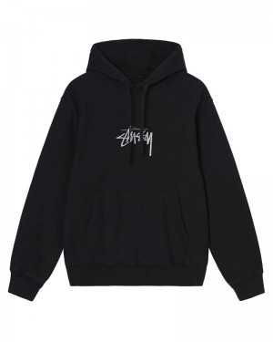 Black Stüssy Stock Logo Hoodie | UAE ZOA097652