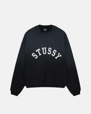 Black Stüssy Sun Faded Oversized Crew Sweatshirt | UAE EJU143058