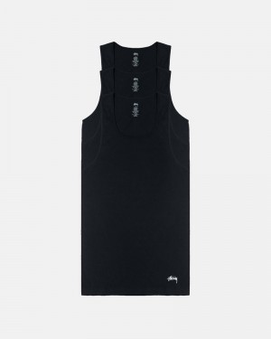 Black Stüssy Undershirts Tank Top | UAE LAN826193