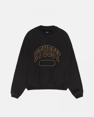 Black Stüssy Varsity Oversized Crew Sweatshirt | UAE TNO460359