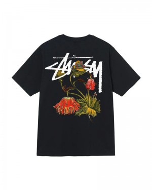 Black Stüssy Withered Flower T-Shirt | UAE FOM078563