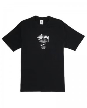 Black Stüssy X NK International T-Shirt | UAE LYE326175