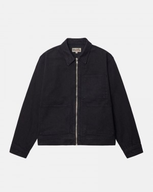 Black Stüssy Zip Work Overdyed Jacket | UAE MVN056482